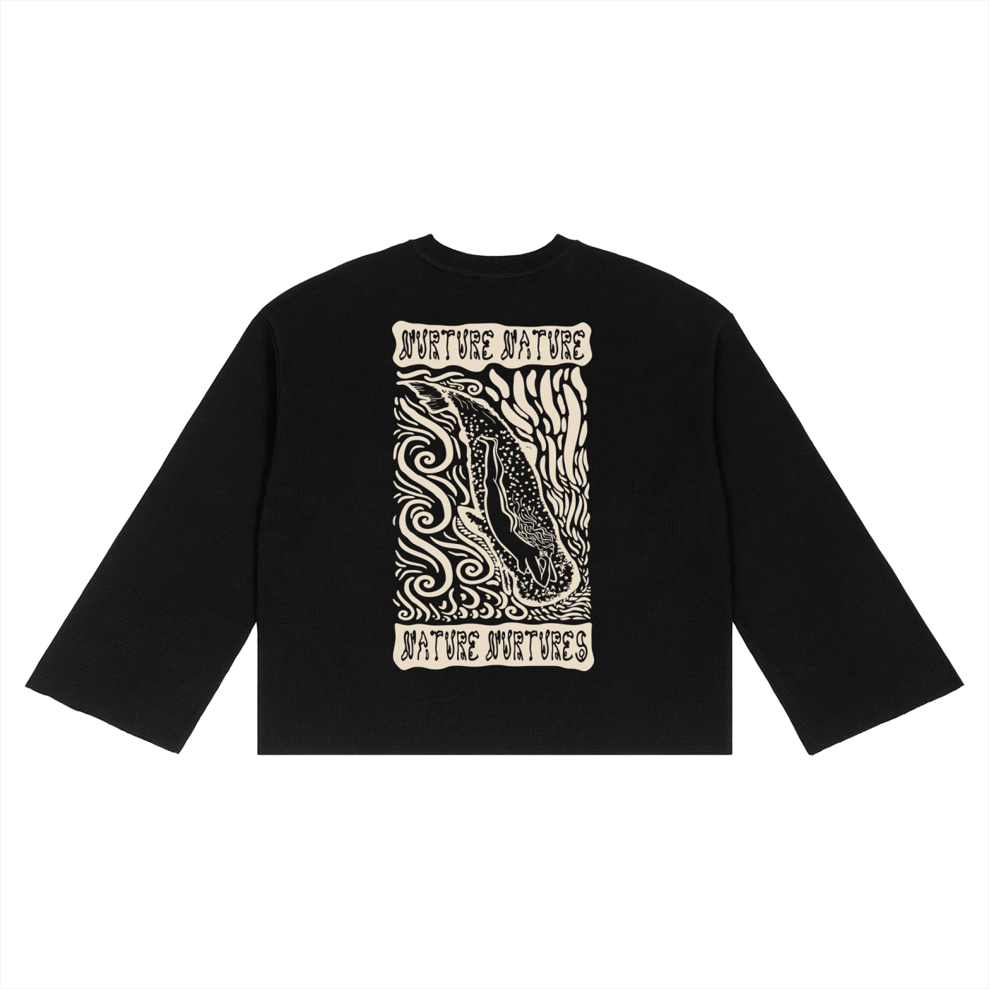 Nurture Nature Waffle Knit Longsleeve - Black – El Dingo