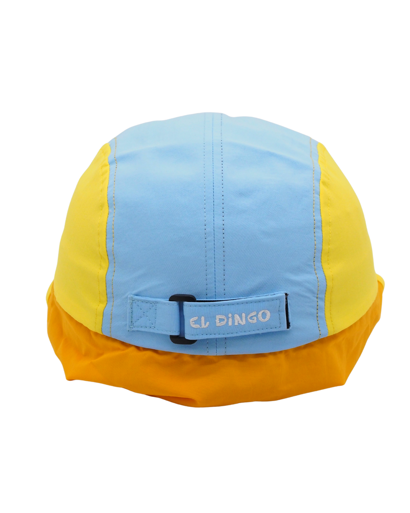 Multicolored cap with 'El Dingo' branding on a white background