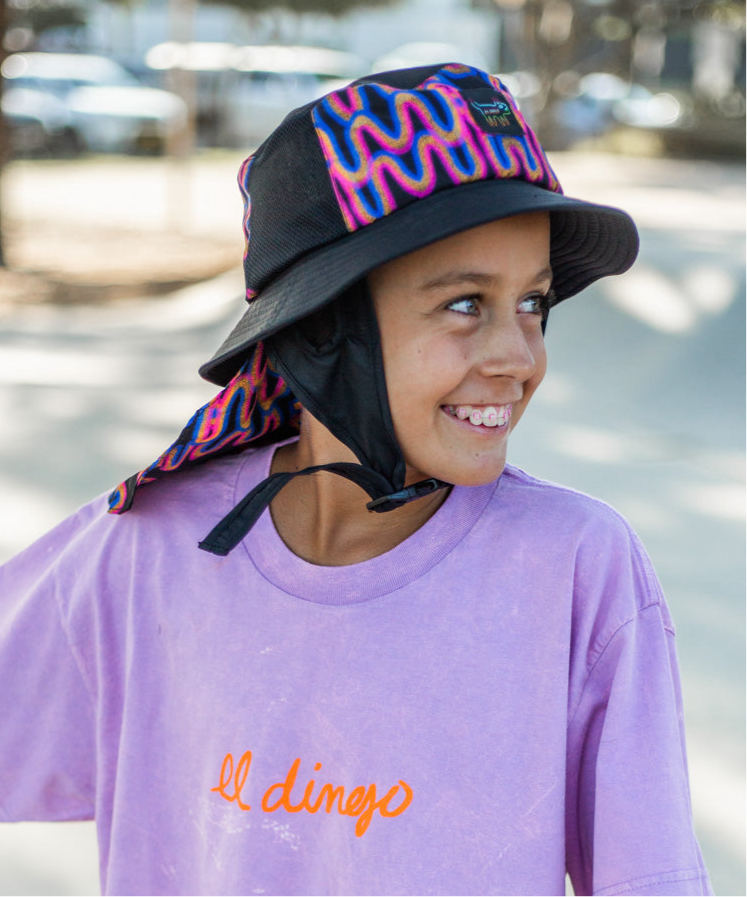 Groms Retro Wave Print Surf Hat