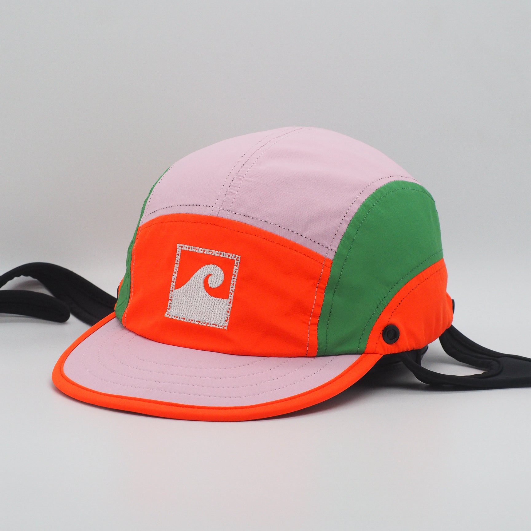 Pink, red and green, legionnaire surf cap with removable neck flap