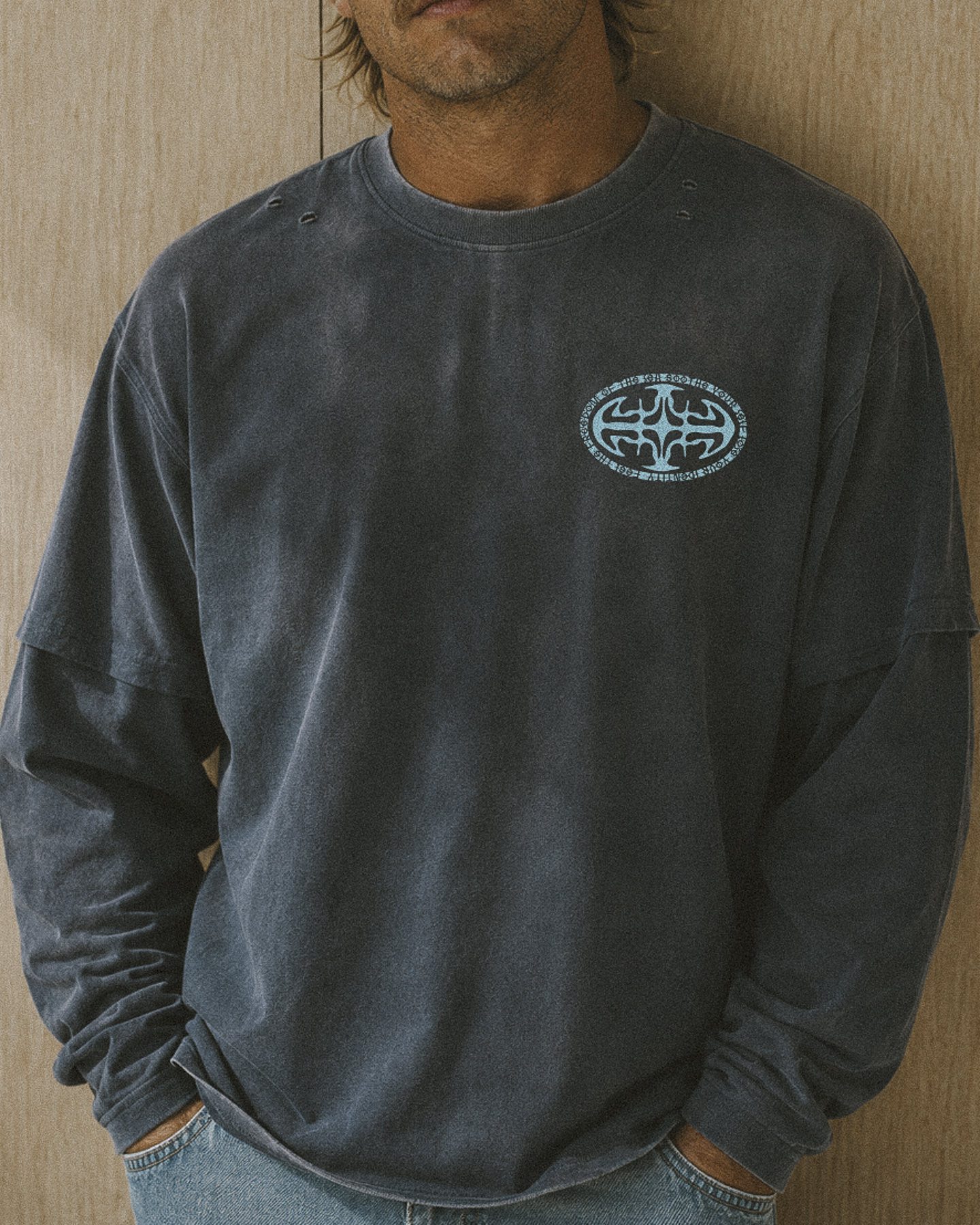 Distressed Layered Surf Skate  Tee